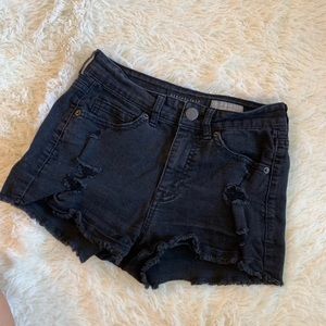 High Waisted Distressed Denim Shorts